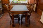 Keukentafel met 4 stoelen, Ophalen, Gebruikt, 100 tot 150 cm, Eikenhout