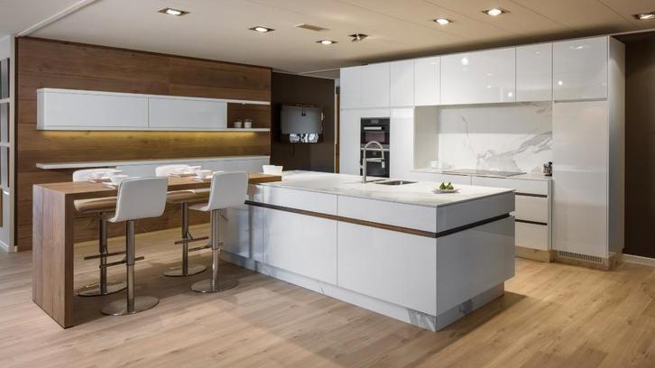 keuken, Huis en Inrichting, Keuken | Complete keukens, Nieuw, Enkelwandige keuken, Wit, Overige materialen, Greeploos, Met kookeiland