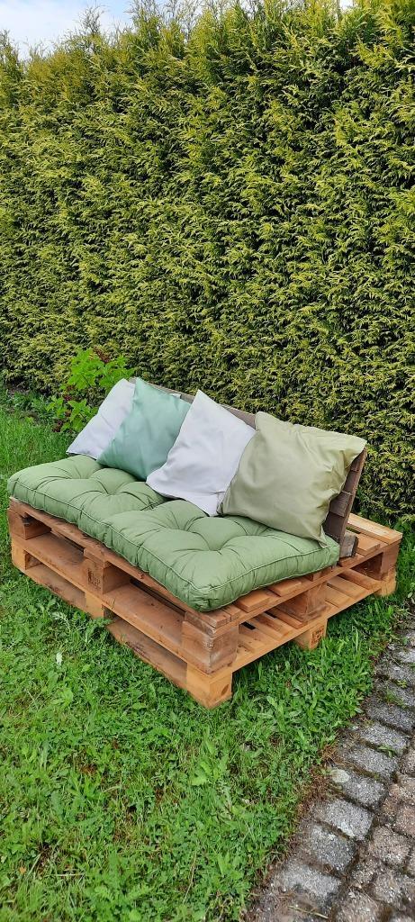 Canapé lounge avec nouveaux coussins (10 pièces), Jardin & Terrasse, Ensembles de jardin, Comme neuf, Sets de jardin, Bois, 2 places