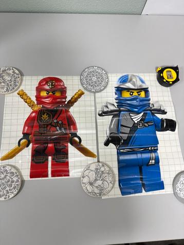2x Groot grote Lego Ninjago sticker stickers vinyl Kai Jay beschikbaar voor biedingen