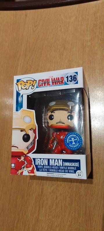 Iron Man démasqué - Tête à pompon en vinyle Funko POP, Enlèvement ou Envoi, Neuf