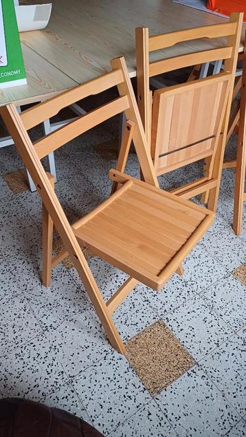 10 Chaises pliantes en hêtre massif (jardin ou intérieur) beschikbaar voor biedingen