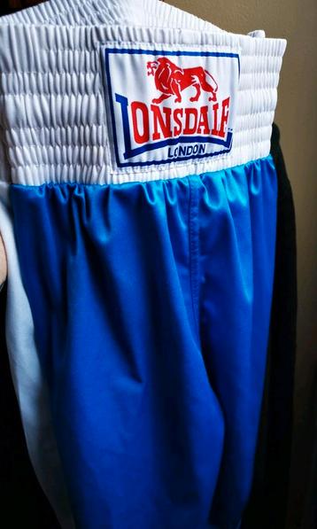 Short de boxe ou de kickboxing Londsdale blanc bleu taille S