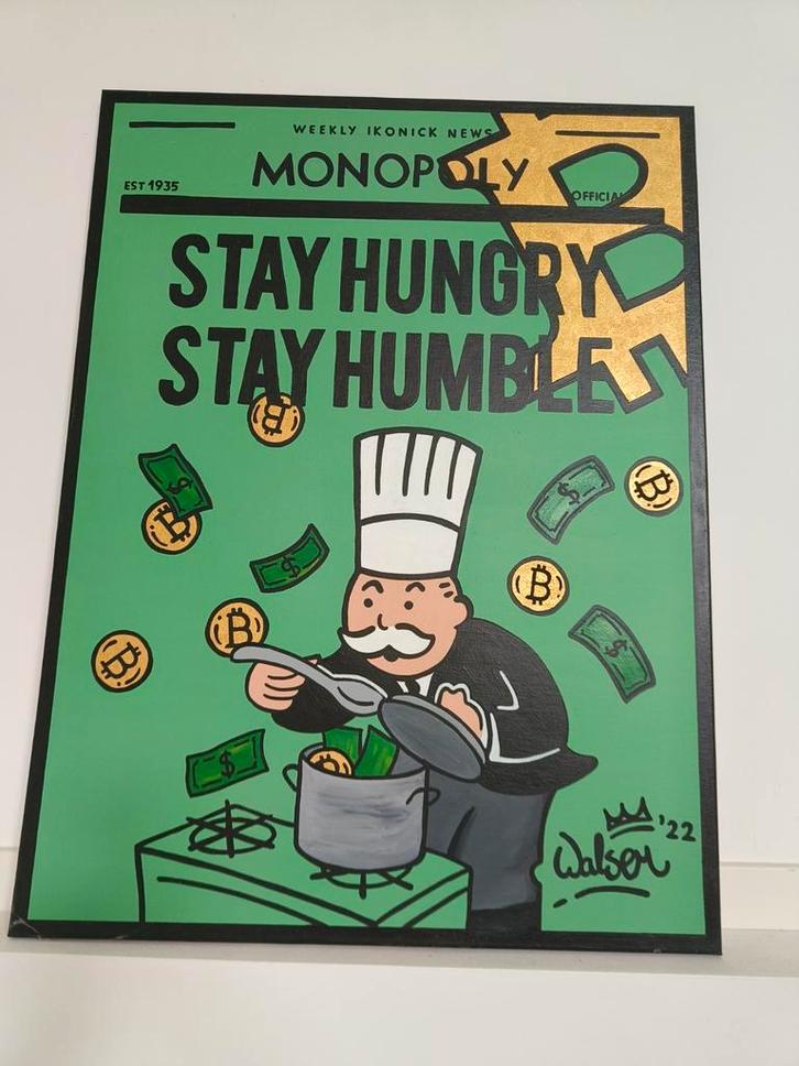 Schilderij van Walser. STAY HUNGRY STAY HUMBLE, Antiek en Kunst, Kunst | Schilderijen | Modern, Ophalen