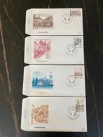 4x FDC Abbayes : timbre du premier jour à Pont-à-Celles, Enlèvement ou Envoi, Enveloppe