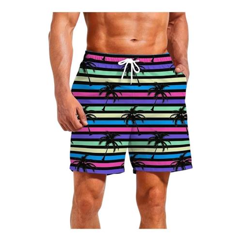 Zwembroek - short meerkleurig met palmbomen L, Kleding | Heren, Badmode en Zwemkleding, Zwemshort, Maat 52/54 (L), Overige kleuren