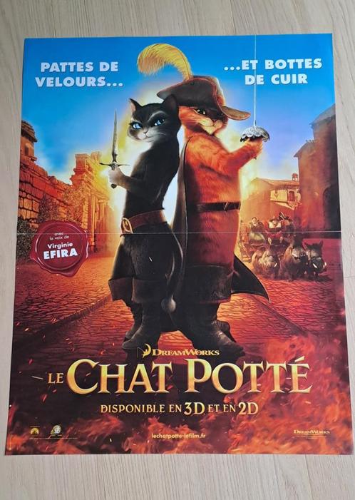 Affiches Le Chat Potté 2 : la dernière quête, Verzamelen, Posters, Zo goed als nieuw, Film en Tv, Deurposter of groter, Rechthoekig Staand