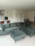 Canapé d'angle vert foncé avec pouf assorti., Maison & Meubles, Enlèvement