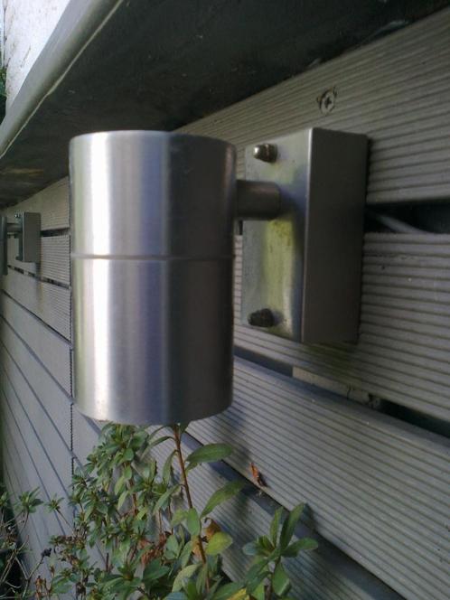 Buitenwandlampen roestvrij staal / Led (4 grote, 4 kleine), Tuin en Terras, Buitenverlichting, Gebruikt, Wandlamp, Staal, Minder dan 50 watt