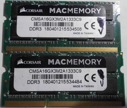 DDR3 Mac 2 x 8 Gb 1333 Mhz, Informatique & Logiciels, Mémoire RAM, Laptop, 16 GB, DDR3, Enlèvement ou Envoi