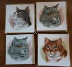 4x vintage onderzetters/tegels villeroy & boch katten, Huis en Inrichting, Woonaccessoires | Onderzetters, Ophalen of Verzenden