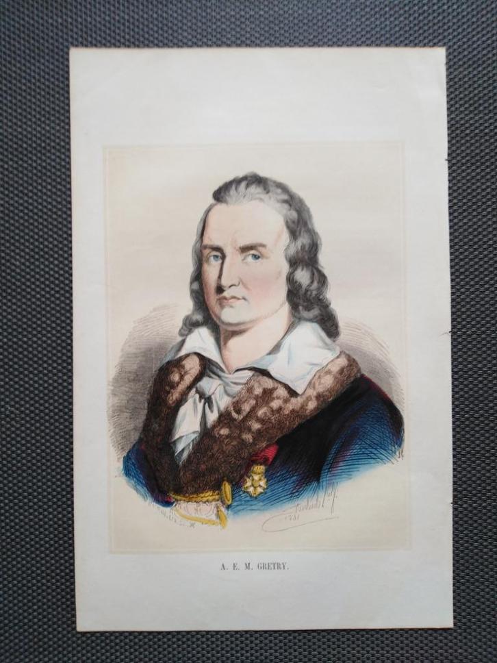 1855 - Liège - Gretry A.E.M - Violiste, Antiquités & Art, Art | Eaux-fortes & Gravures, Envoi