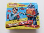 NIEUW Knutselset houten robot in retro look metalen doosje, Ophalen of Verzenden, Nieuw, Overige typen