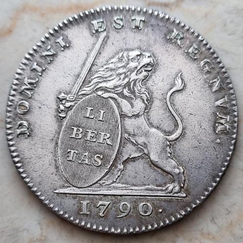 Zilveren leeuw (3 Gulden) 1790 (Brussel) / Zeer zeldzaam !, Timbres & Monnaies, Monnaies | Belgique, Monnaie en vrac, Argent, Argent