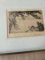Tekening Eugene Yoors. 40x35., Antiek en Kunst, Kunst | Etsen en Gravures, Ophalen