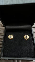 14k geel goud oorbellen. Diamanten en saffier, Ophalen of Verzenden, Zo goed als nieuw, Geel, Goud