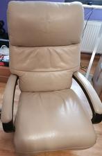 Fauteuil Cuir Relax électrique Cuir vachette Beige, Enlèvement, Comme neuf, Bois