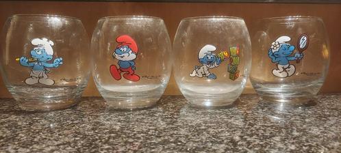 4 verres Schtroumpfs, Verzamelen, Smurfen, Nieuw, Huisje of Attribuut, Verschillende Smurfen, Ophalen of Verzenden