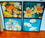 Prenten van bloemen achter glas, uit oude school, Boeken, Ophalen of Verzenden