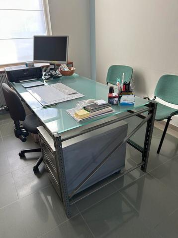 Bureau design en acier et verre, facile à assembler, Enlèvement, Utilisé, Bureau