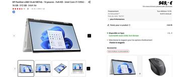 HP Pavilion x360 14-ek1007nb, Informatique & Logiciels, 14 pouces, Avec carte vidéo, Comme neuf, 4 Ghz ou plus