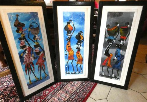 afrikaanse kunst 3-luik, Antiek en Kunst, Kunst | Niet-Westerse kunst, Ophalen of Verzenden