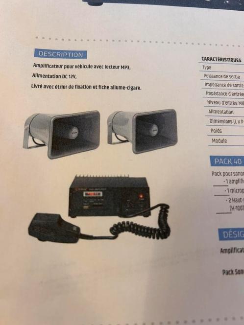 Autogeluidssysteem -versterker + microfoon + 2 luidsprekers, Zakelijke goederen, Kantoor en Winkelinrichting | Apparatuur en Telecommunicatie