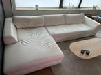 Prachtige witte lederen salon met ligstuk (goede staat), Huis en Inrichting, Ophalen, 100 tot 125 cm, Hoekbank, 300 cm of meer