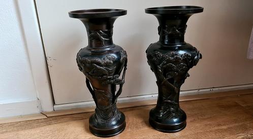 set bronzen Meiji vazen, Antiek en Kunst, Antiek | Brons en Koper, Verzenden
