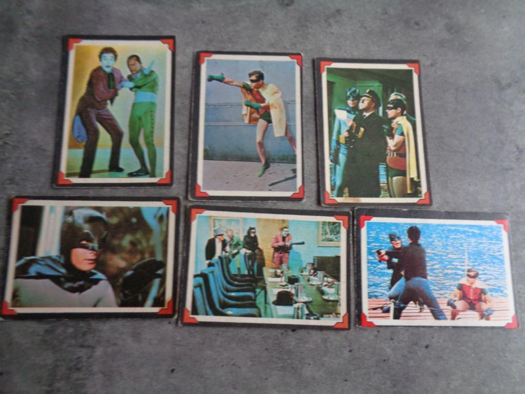 BATMAN kaarten jaren 60 Topps 6x Adam West en Burt Ward dive, Hobby en Vrije tijd, Stickers en Plaatjes, Verzenden