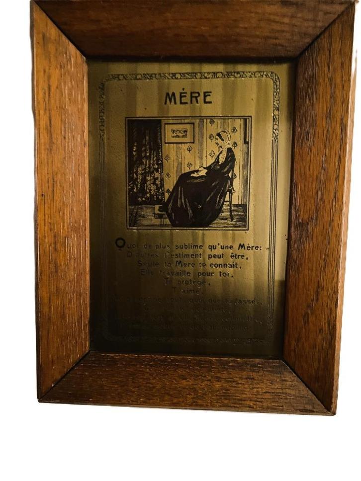 Antiek Franse plaquette in houten lijst, Antiek en Kunst, Curiosa en Brocante, Ophalen