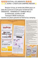 HET FESTIVAL VAN LES ARDENTES 
 2 DAGEN + 2, Tickets en Kaartjes