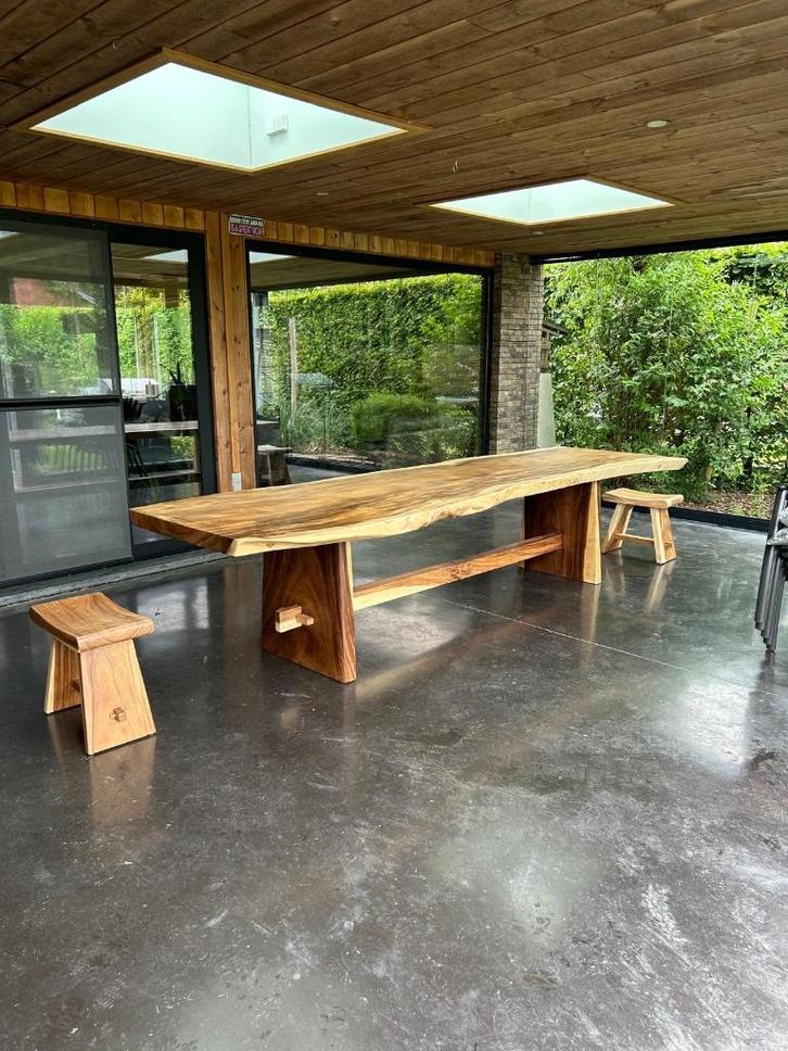 Tuintafels, man cave, pooltable, boomstamtam meubels, Tuin en Terras, Tuinsets en Loungesets, Zo goed als nieuw, Tuinset, Bank