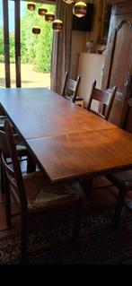 Mooie tafel en 6 stoelen, Ophalen, Klassiek, Eikenhout, 50 tot 100 cm