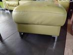Lederen poef, kleur lime., Ophalen, Gebruikt, Rechthoekig, Leer
