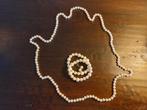 Halsnoer en armband uit imitatie parels, Handtassen en Accessoires, Kettingen, Ophalen of Verzenden, Zo goed als nieuw, Wit, Overige materialen