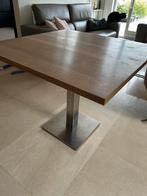 Tafel eiken fineer 90x90 met inox voet, Ophalen, Zo goed als nieuw