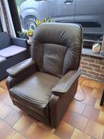 Elektrische relax zetel, bruine leder, Huis en Inrichting, Ophalen, Gebruikt, Eenpersoons, Leer