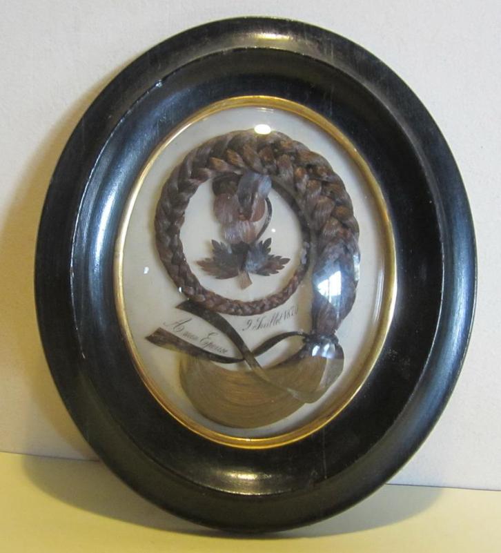 Antieke haarkader, haarwerk, memento mori /353, Antiek en Kunst, Antiek | Overige Antiek, Verzenden