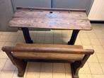 Oude houten schoolbank, Ophalen, Gebruikt, Bruin, Jongetje of Meisje