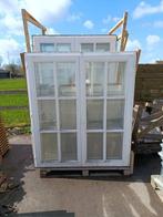Lot raamkozijnen dubbel opendraaiend dubbel glas (meranti), Gebruikt, Raamkozijn, Inclusief glas, 75 tot 150 cm