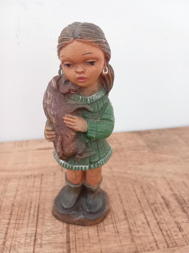 Beeldtje meisje met hond . Merk .eigreja v .  208 ., Ophalen, Beeld