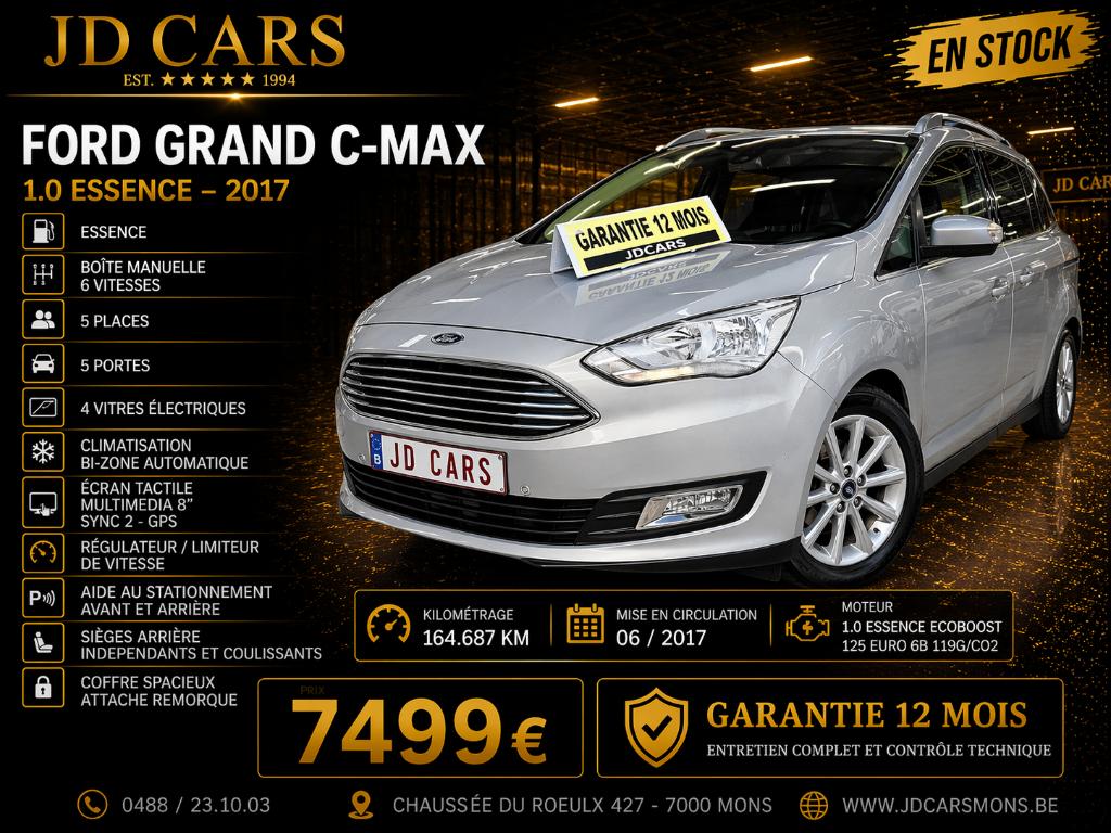 FORD GRAND C-MAX 1.0 ESSENCE FULL ‼️GARANTIE 1 AN CTOK‼️, Achat, Euro 6, Entreprise, Garantie prolongée