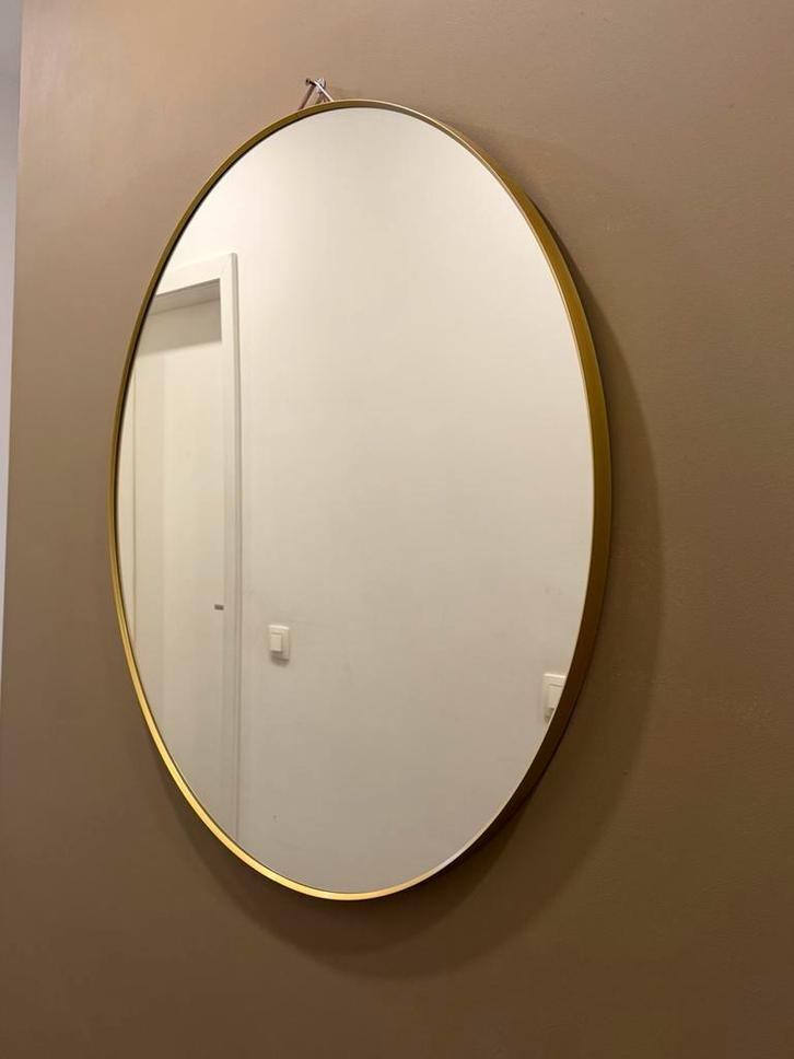 Ronde spiegel goud, Huis en Inrichting, Woonaccessoires | Spiegels, Zo goed als nieuw, Ophalen