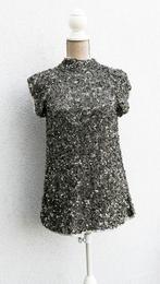 Prachtige zilveren blouse met geborduurde pailletten, maat M, Kleding | Dames, Zara Women, Ophalen of Verzenden, Nieuw, Maat 38/40 (M)