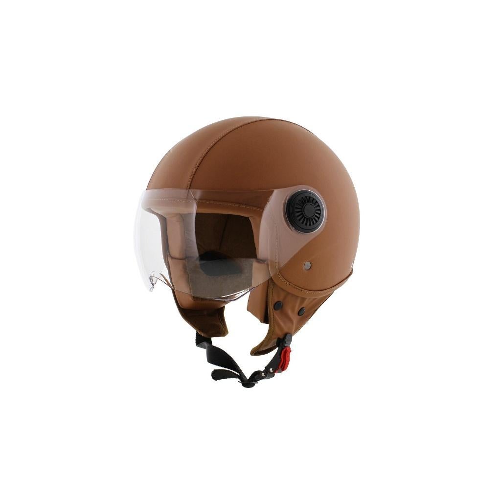 Casque de moto Vito Casque jet Cuir marron Amsterdam NEUF, Motos, Femmes, Neuf, avec ticket, Envoi, XL