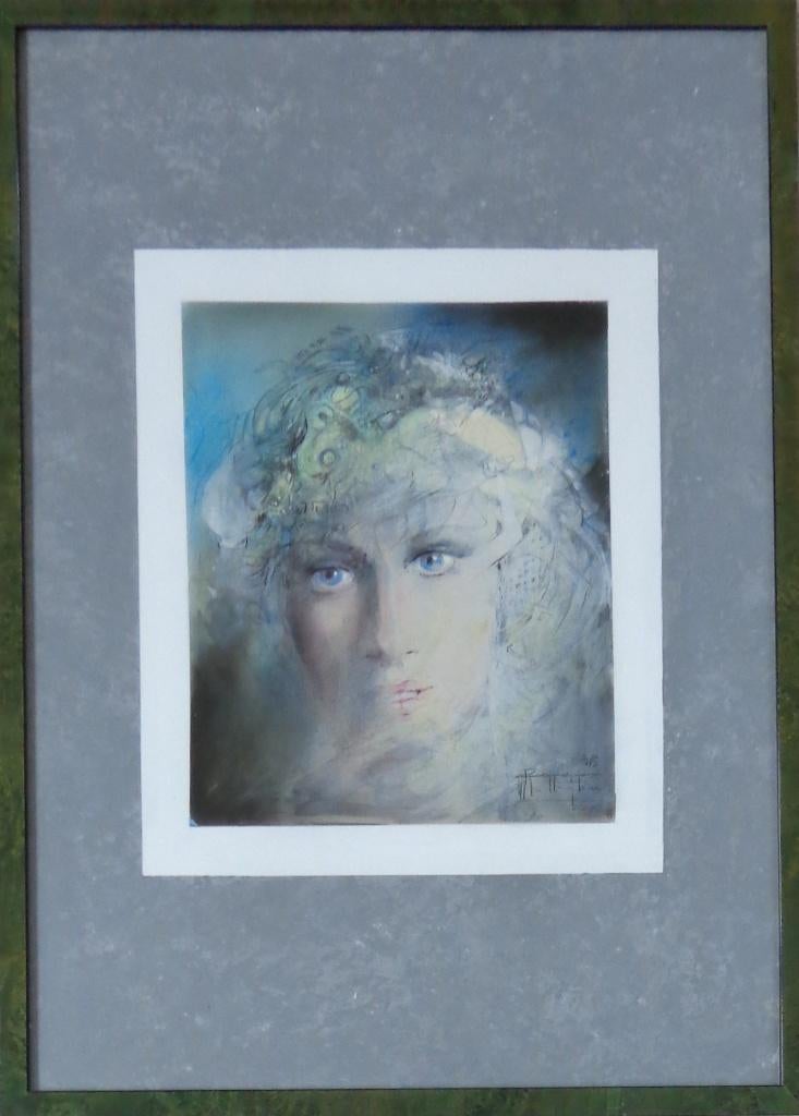 ROGER VAN BELLEGHEM / VROUWENGEZICHT ORIGINEEL 73x53cm KADER, Enlèvement