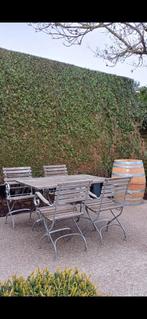 Weishäupl tuintafel en 4 stoelen, Ophalen, Zo goed als nieuw, Rechthoekig, Teakhout