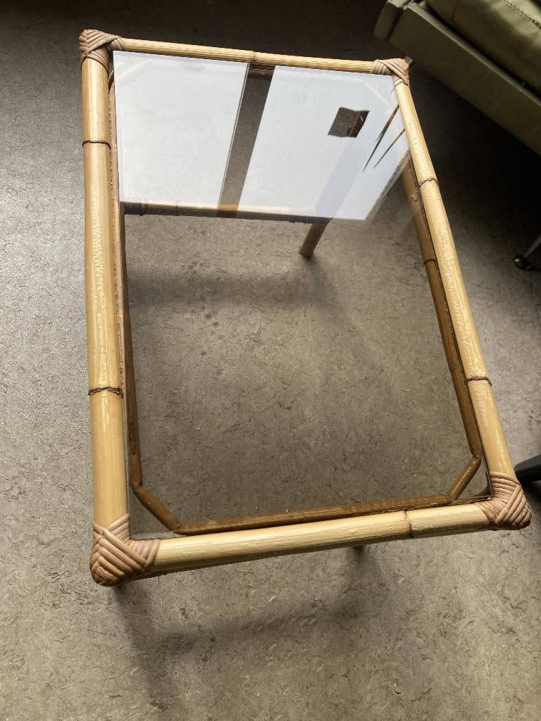 Bamboe tafeltje met glas vintage, Ophalen