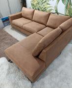 Prachtige cognac suède hoeksalon, als nieuw! (bezorgoptie), Huis en Inrichting, Ophalen, Zo goed als nieuw, Stof